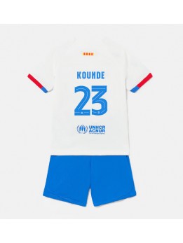 Barcelona Jules Kounde #23 Dječji Gostujuci Dres kompleti 2023-24 Kratak Rukavima (+ kratke hlače)